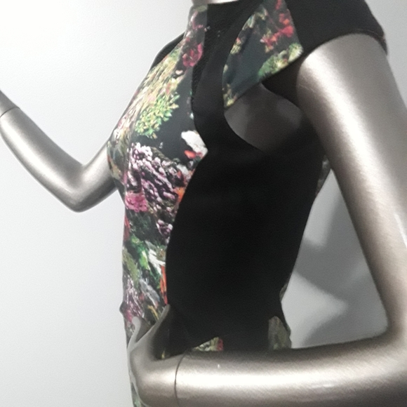 Mario Serrani Italian Floral & Black Midi  pencil Dress Sz 4 - Picture 4 of 10